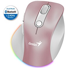 GENIUS Ergo 9000S Pro Pink/ duální Bluetooth + 2,4GHz/ 2400 dpi/ bezdrátová/ 6tlačítková/ dobíjecí/ RGB/ růžová