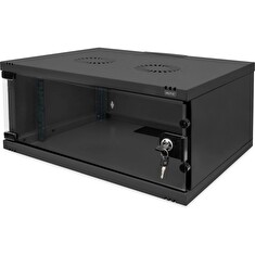 DIGITUS DN-38011 Nástěnná skříň 4U, SOHO, nemontovaná 241x540x400 mm, celoskleněné přední dveře, černá (RAL 9005)