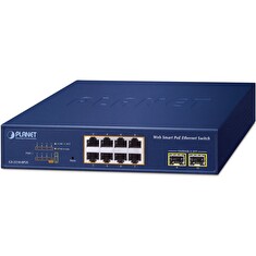 Planet GS-2210-8P2S WEBsmart L2 switch, 8x1Gb, 2x1Gb SFP, 8x PoE 802.3at 120W, QoS
