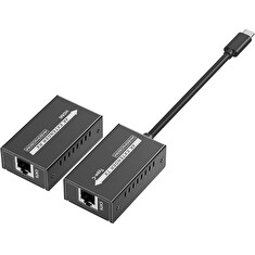 PremiumCord USB-C na HDMI extender přes patch kabel Cat5e/6/6a 4K@60Hz na 60m