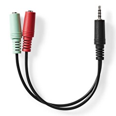 Nedis CAGB22150BK02 - Stereo Audio Kabel | 3,5mm Zástrčka -2x 3,5mm Zásuvka | 0.20 m | Kulatý | Černá