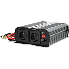 NEDIS měnič napětí/ modifikovaná sinusoida/ 24 V DC/230 V AC 50 Hz/ 1000 W (2000 W špička)/ USB-A/ 2x zásuvka type E