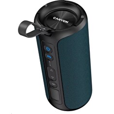 CANYON bezdrátový reproduktor OnMove 15, 40W, BT 5.0, SD, AUX, mic., režim TWS, IPX6, 6 hodin přehrávání, RGB, modrý