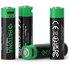 PATONA nabíjecí baterie AA/LR6 Li-Pol 2000mAh 1,5V s USB-C nabíjením, 4ks v balení