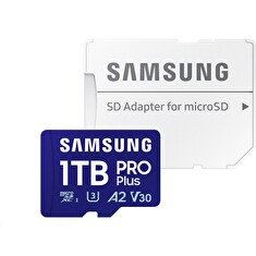 Samsung paměťová karta 1TB PRO Plus micro SDXC CL10 U3 (č/z: až 180/až 130MB/s) + SD adaptér