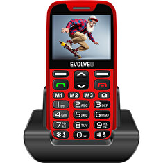 EVOLVEO EasyPhone XR, mobilní telefon pro seniory s nabíjecím stojánkem, červená