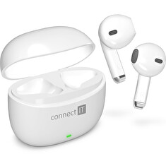CONNECT IT True Wireless SonicBass sluchátka do uší s mikrofonem, BÍLÁ
