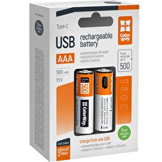 Colorway nabíjecí baterie AAA 590mAh/ USB-C/ 1.5V/ 6ks v balení