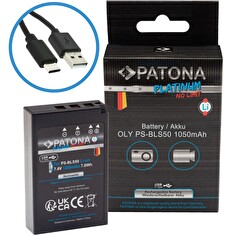 PATONA baterie pro foto Olympus BLS-5/BLS5 1050mAh Li-Ion Platinum USB-C nabíjení