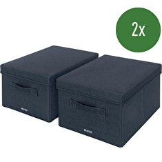 LEITZ Fabric textilní úložný box s víkem M, 2 kusy, 20,3 x 28,5 x 38 cm