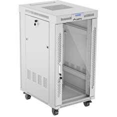 LANBERG Volně stojící skříň 19" 22U/600x800 LCD skleněné dveře šedá