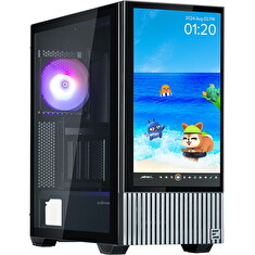 Zalman skříň Z10 DS / Middle Tower / 3x120mm fan / 2x USB 3.0 / USB-C / odnímatelný 15.6 displej / tvrzené sklo / černá