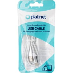 Platinet Nabíjecí Kabel USB-A - USB-C 3A, 18W, 1m, LED bílý