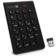 CONNECT IT NumCALC bezdrátová numerická klávesnice, (+ 1x AAA baterie zdarma), ČERNÁ
