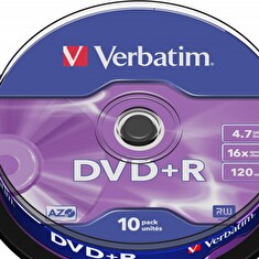 Verbatim DVD+R 4,7GB 16x, 10ks - média, AZO, spindle