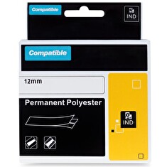 PRINTLINE kompatibilní páska s DYMO 622289, 12mm, 5.5m, černý tisk/průhl podklad, RHINO, polyesterová