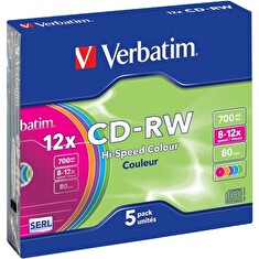 Verbatim CD-RW [ slim jewel case 5 | 700MB | 12x | Colour ]