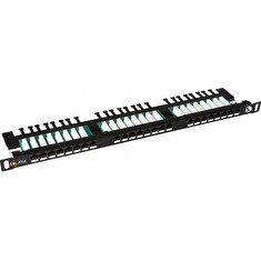 Solarix 19" Patch panel 24xRJ45 CAT5E UTP s vyvaz.lištou černý 0,5U, SX24HD-5E-UTP-BK