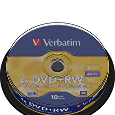 VERBATIM DVD+RW 4,7GB/ 4x/ 10pack/ spindle