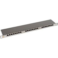 Solarix Patch panel 24xRJ45 CAT5E STP s vyvazovací lištou nerez 0,5U SX24HD-5E-STP-SL