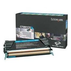Lexmark C736, X736, X738 Cyan High Yield Return Program Toner Cartridge, 10K