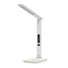 IMMAX LED stolní lampička Kingfisher/ 9W/ 450lm/ 12V/1A/ 3 různé barvy světla/ sklápěcí rameno/ USB/ bílá