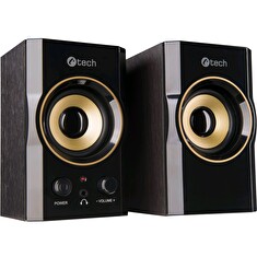 C-TECH reproduktory SPK-11, 2.0, dřevěné, černo-zlaté, USB, 5W