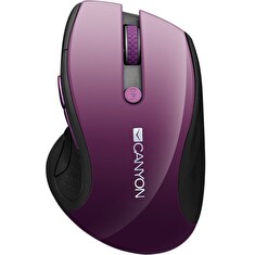 CANYON myš 2,4Ghz bezdrátová CMSW01, 000/1600 dpi, 6 tlačítek, blue LED senzorr, fialová