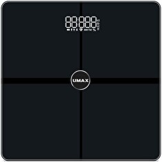 UMAX chytrá váha Smart Scale US30H/ 0,2 – 180 kg/ Bluetooth 4.0/ 15 tělesných parametrů (tepová frekv.)/ čeština/ černá
