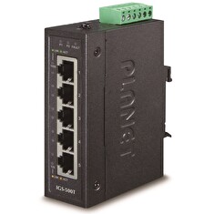 Planet IGS-500T, 5x 1000Base-T, DIN, IP30, rozšířený teplotní rozsah -40 až +75C, ESD+EFT do 6kV