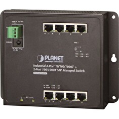 Planet WGS-4215-8T2S plochý L4 switch, 8x1Gb, 2x1Gb SFP, 12-48VDC/24VAC, -40~75°C, IP30, fanless