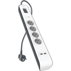 Belkin přepěťová ochrana BSV401 - 4-zásuvka, 2xUSB/2.4A, 2m