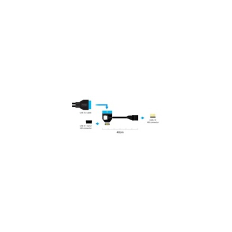 AKASA interní USB kabel USB 3.1 Gen2 konektor na USB 3.1 Gen1 19-pin / AK-CBUB38-40BK / 40cm