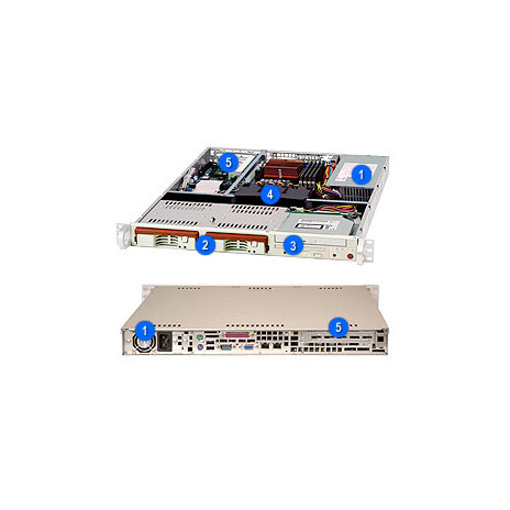 SUPERMICRO 1U chassis 2x 3,5" HS SAS/SATA, bez zdroje