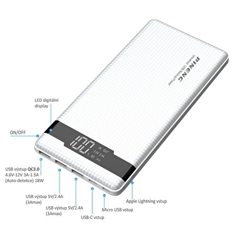 VIKING POWER BANK PN-962PD QC3.0 20000mah, QUICK CHARGE 3.0, Černá