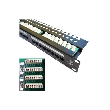 DATACOM Patch panel 24x RJ-45,Cat5e UTP, 19" s vyvázáním, horní zářez
