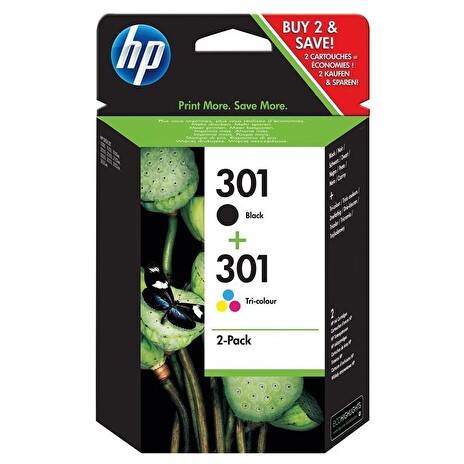 HP Ink Cartridge 301/CMYK/165/190 stran/2-pack