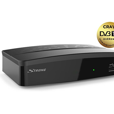 STRONG DVB-T/T2 přijímač SRT 8209/ bez displeje/ Full HD/ H.265/HEVC/ PVR/ EPG/ USB/ HDMI/ LAN/ SCART/ černý