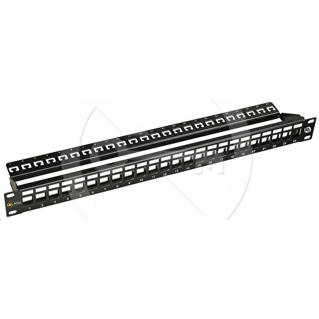Solarix 10G modulární neosazený patch panel 24 portů STP černý 1U SX24M-0-STP-BK