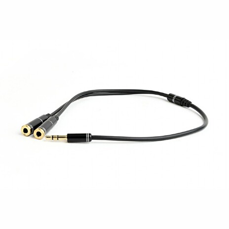 Gembird Adapter Stereo Mini Jack (M) 4-pin -> 2x Mini Jack (F), metal, black