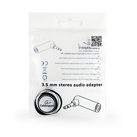 Gembird audio adapter plug 3.5mm, right angle adapter, 90°, black