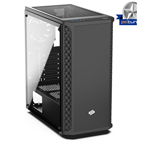 SilentiumPC skříň MidT Signum SG1M TG / 2x USB 3.0 / 2x 120mm fan / bočnice z tvrzeného skla/ černá