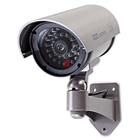 NEDIS atrapa bezpečnostní kamery s infračervenou LED/ bullet/ IP44/ venkovní/ šedá