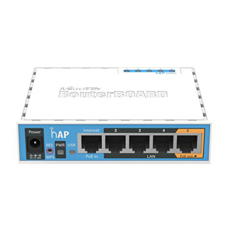 MikroTik RouterBOARD RB951Ui-2nD, hAP,CPU 650MHz, 5x LAN, 2.4Ghz 802.11b/g/n, USB, 1x PoE out, L4