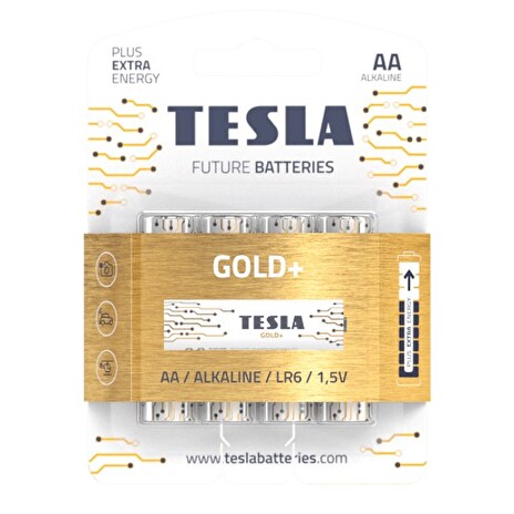 TESLA GOLD+ alkalická baterie AA (LR06, tužková, blister) 4 ks