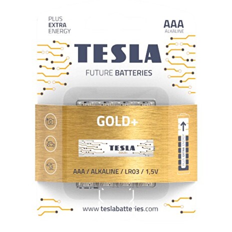 TESLA GOLD+ alkalická baterie AAA (LR03, mikrotužková, blister) 4 ks