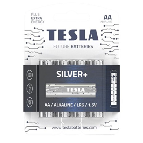 TESLA SILVER+ alkalická baterie AA (LR06, tužková, blister) 4 ks