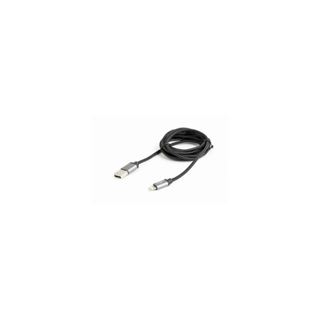 Gembird USB to 8-pin cable, cotton braided, metal connectors, 1.8m, black