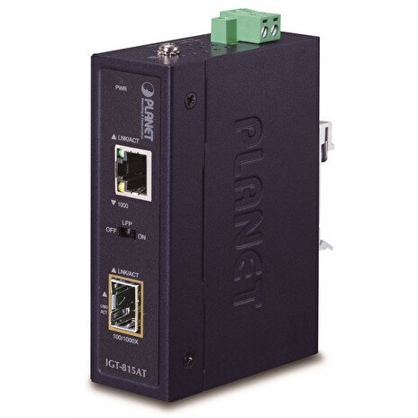 PLANET IGT-815AT konvertor 1x 100/1000Base-T,1x SFP 100/1000-X, ESD+EFT, IP30, -40 až 75°C, malý rozměr