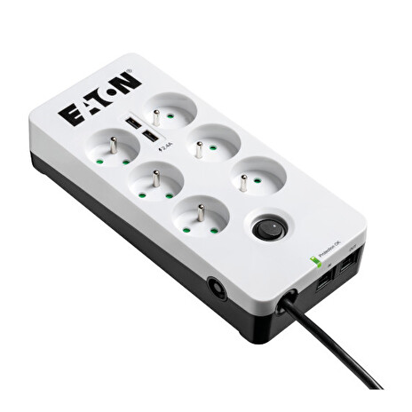 EATON Protection Box 6 USB Tel@ FR, přepěťová ochrana, 6 výstupů, zatížení 10A, tel., 2x USB port